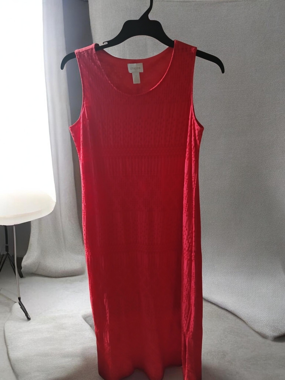 Chico's Size 12 Vibrant Textured Scoop Neck Maxi Dress - Picture 6 of 13